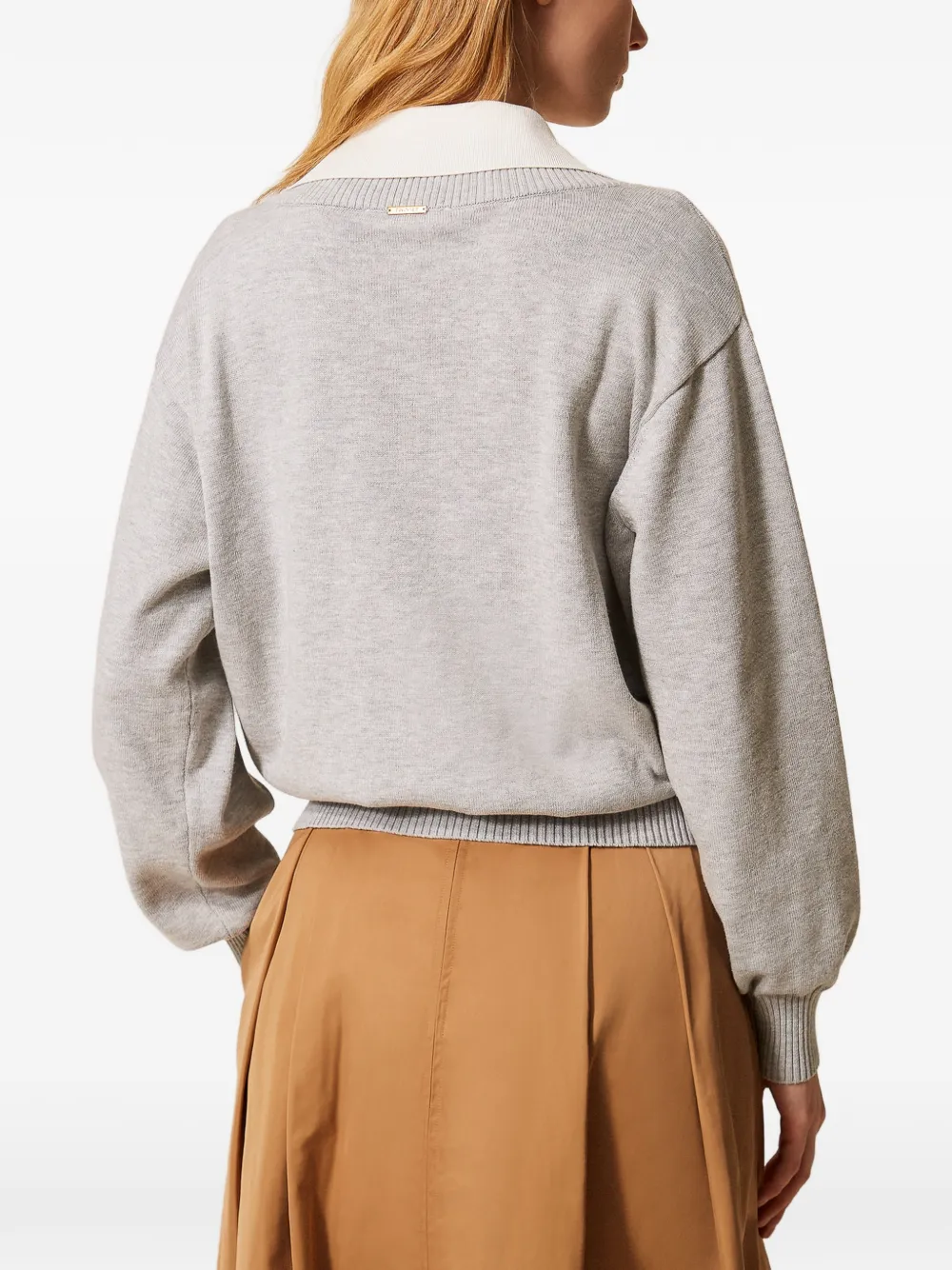 TWINSET Trui met wingtip kraag Grijs