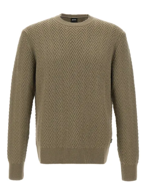 BOSS H-Hitalo herringbone round-neck sweater