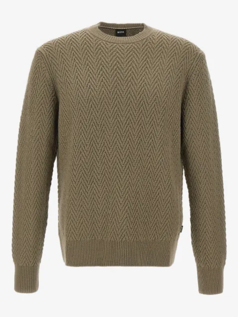 BOSS H-Hitalo herringbone round-neck sweater