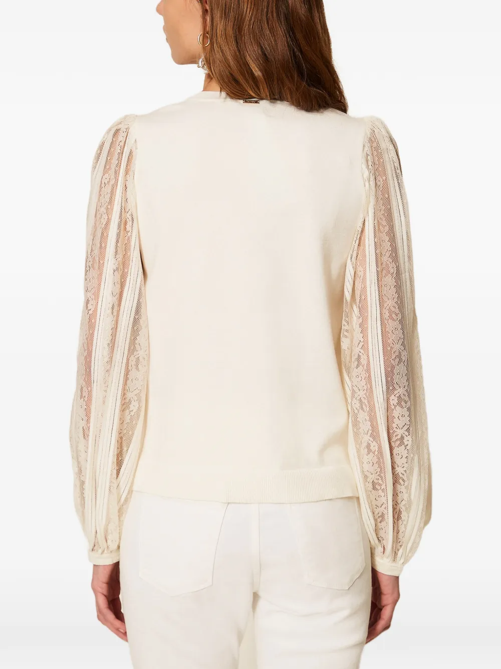 TWINSET Trui met kanten mouwen Beige