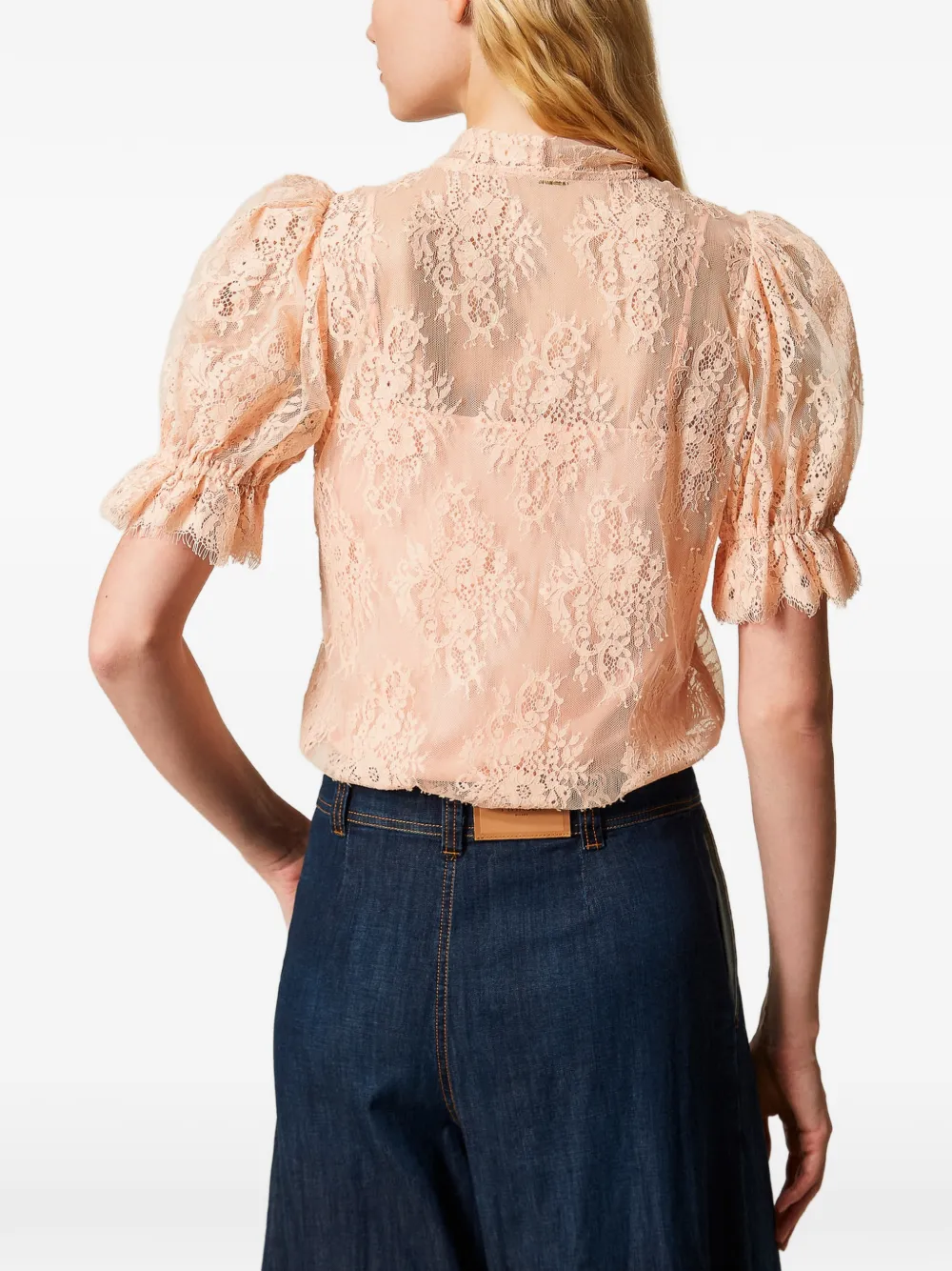 TWINSET Blouse met strik van kant Roze