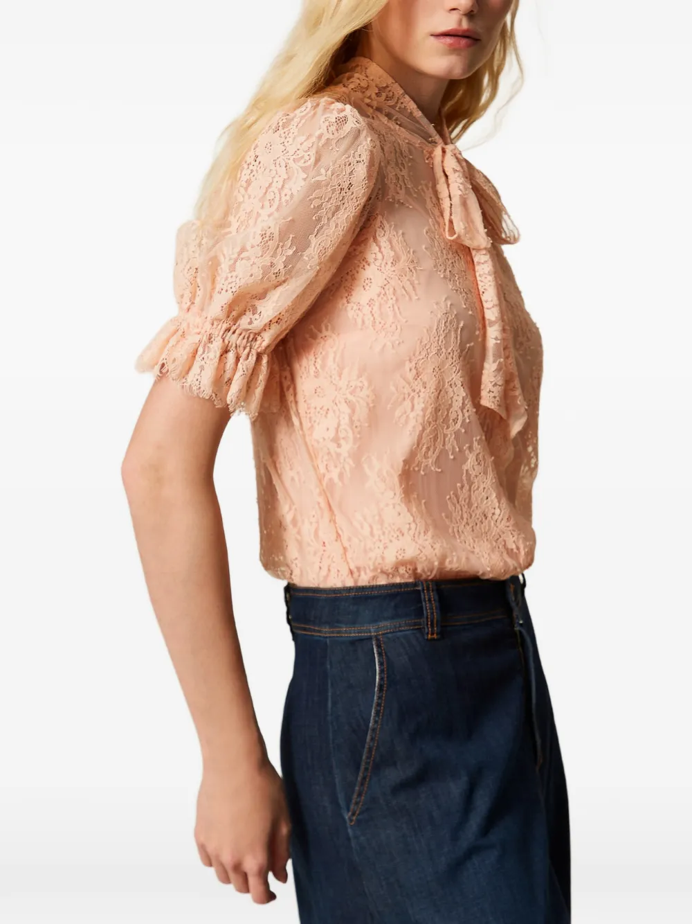 TWINSET Blouse met strik van kant Roze
