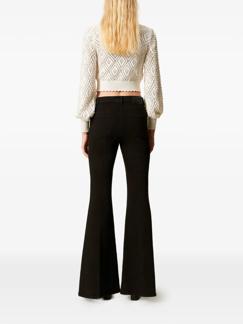 TWINSET Katoenen flared broek Zwart