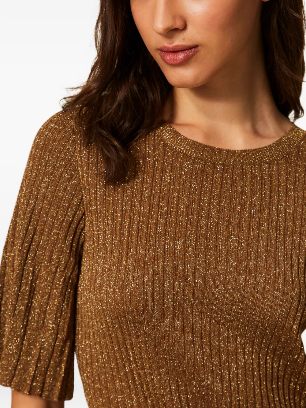 TWINSET Gebreide lurex mini-jurk Bruin