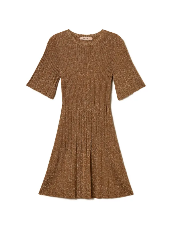 Twinset Lurex Knitted Dress - Brown Twinset Lurex Knitted Dress - Brown