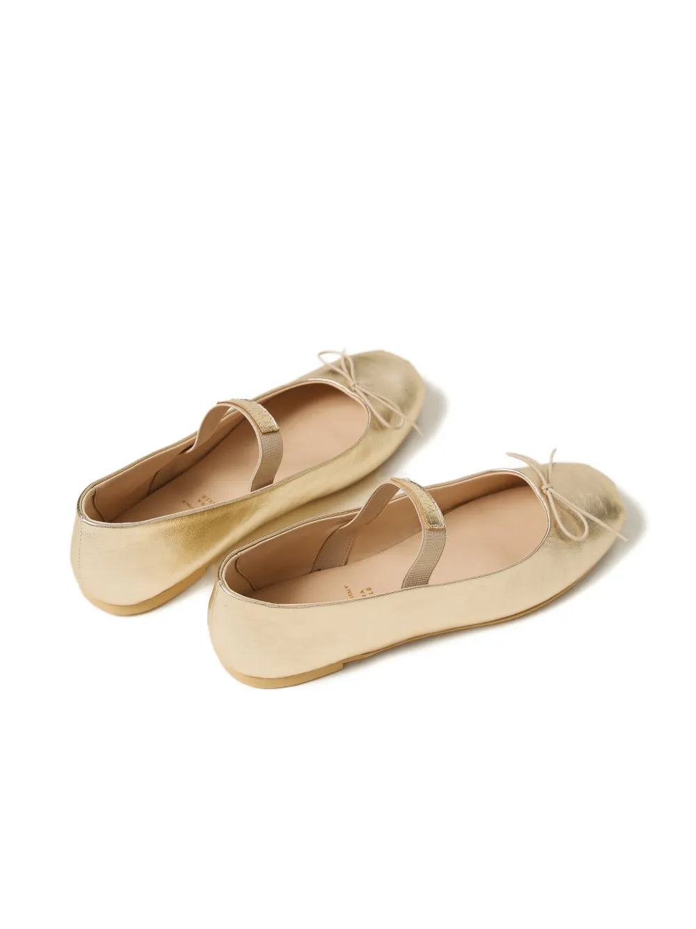 TWINSET Kids Mary Jane leren ballerina's met strikdetail Goud