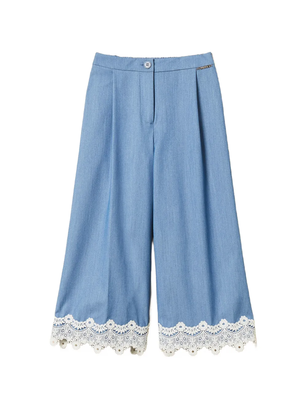 TWINSET Kids Pantaloni con bordo in pizzo - Blu