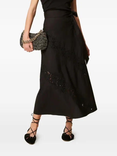 TWINSET lace belted midi skirt