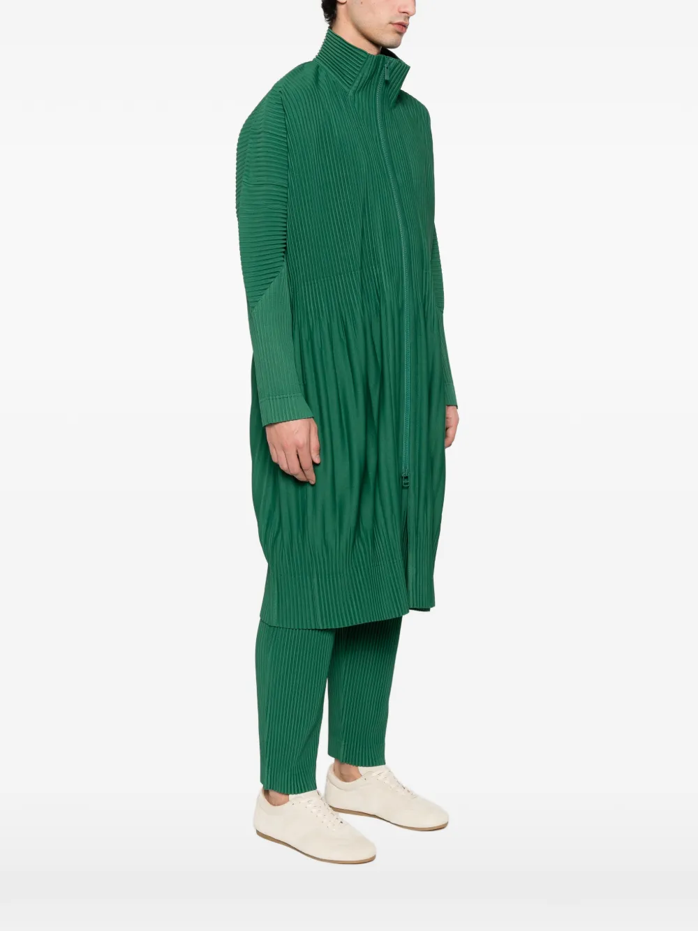 Homme Plissé Issey Miyake Geplooide jas met rits Groen