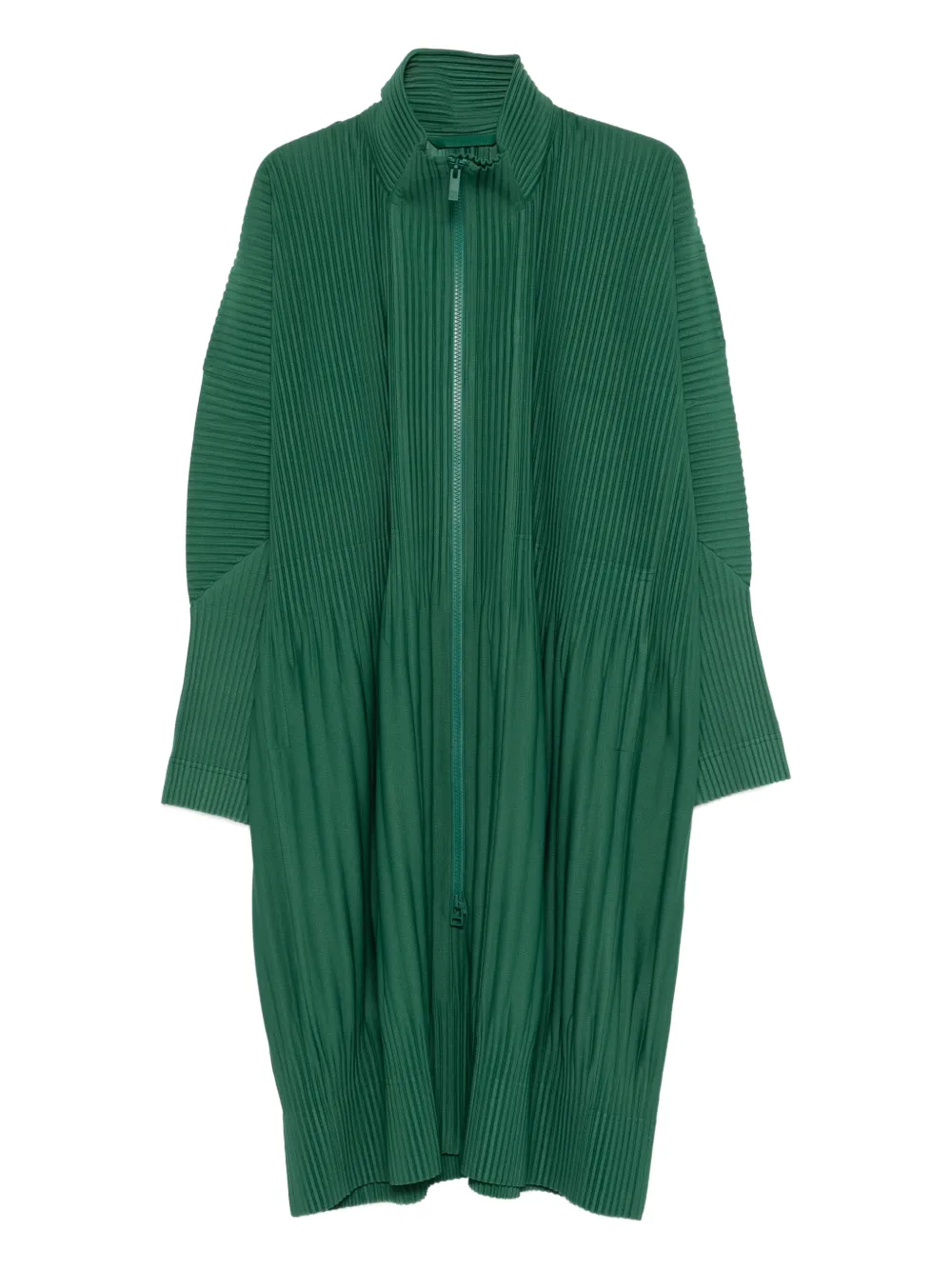 Homme Plissé Issey Miyake pleated zip-up coat - Verde