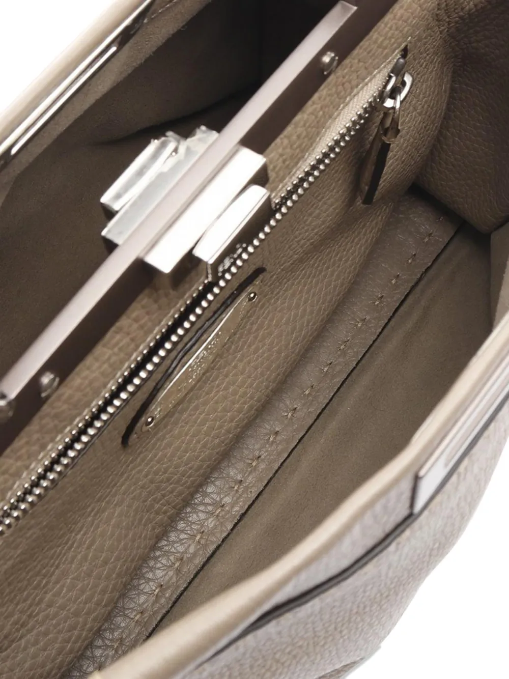 Pre-owned Fendi 2010-2025 Medium Leather Selleria Peekaboo Iconic Satchel In Brown