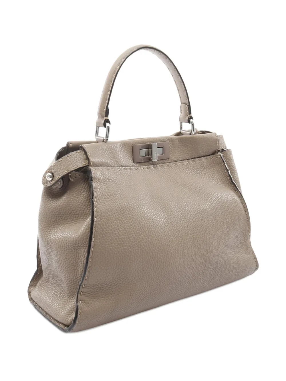 Pre-owned Fendi 2010-2025 Medium Leather Selleria Peekaboo Iconic Satchel In Brown