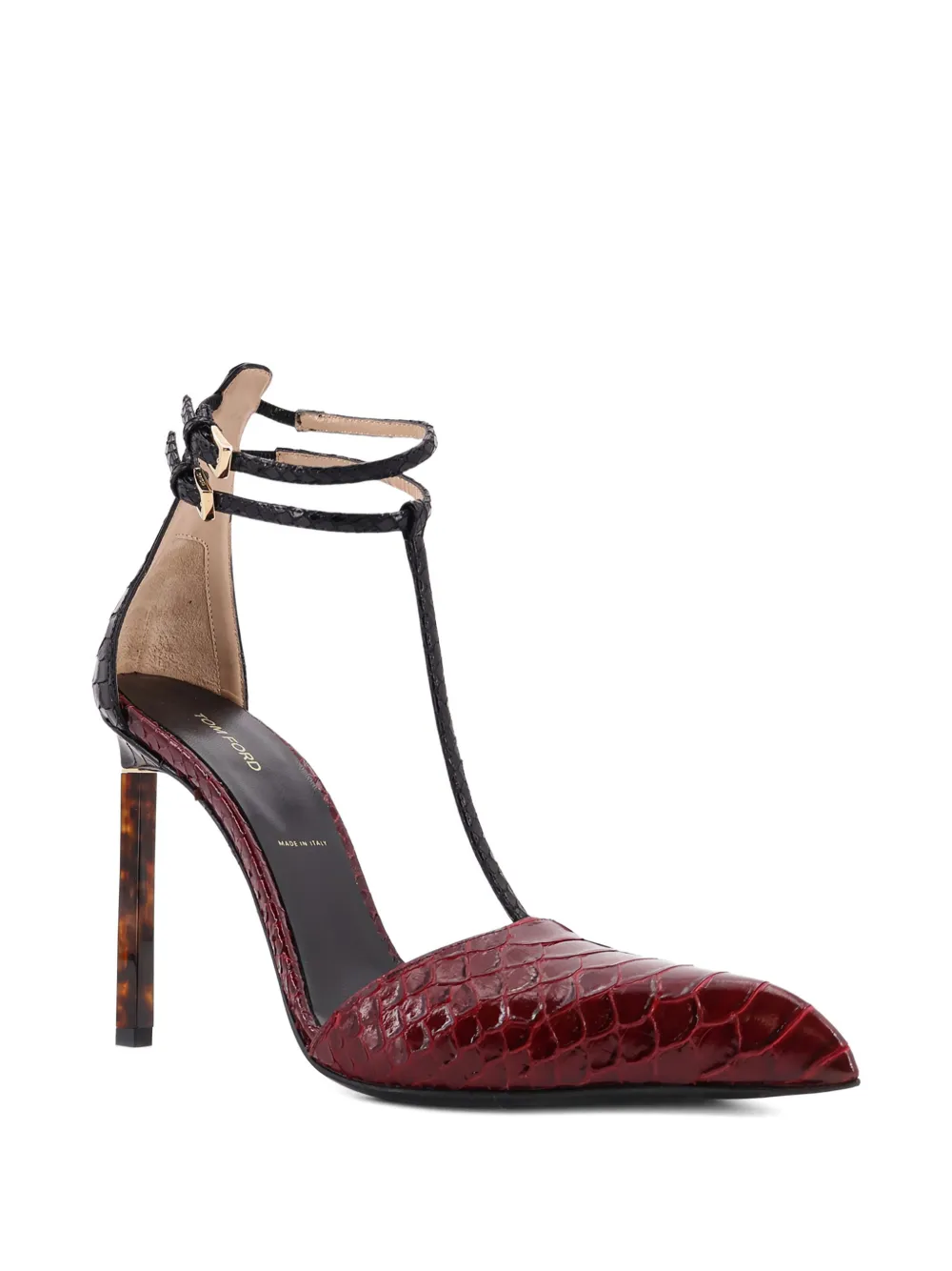 TOM FORD 90mm python-effect pumps Rood