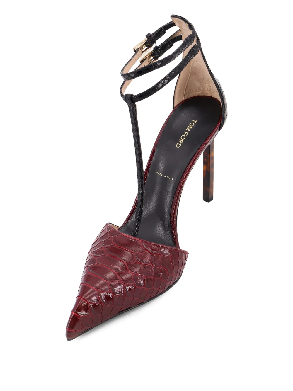 TOM FORD 90mm python-effect pumps Rood