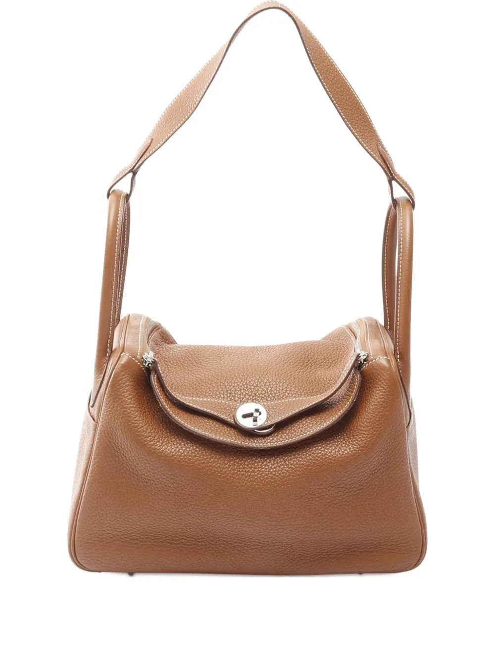 Pre-owned Hermes 2013 Clemence Lindy 30 Shoulder Bag In Brown