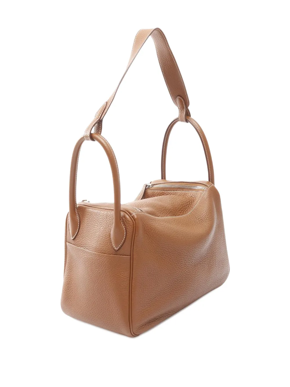 Pre-owned Hermes 2013 Clemence Lindy 30 Shoulder Bag In Brown