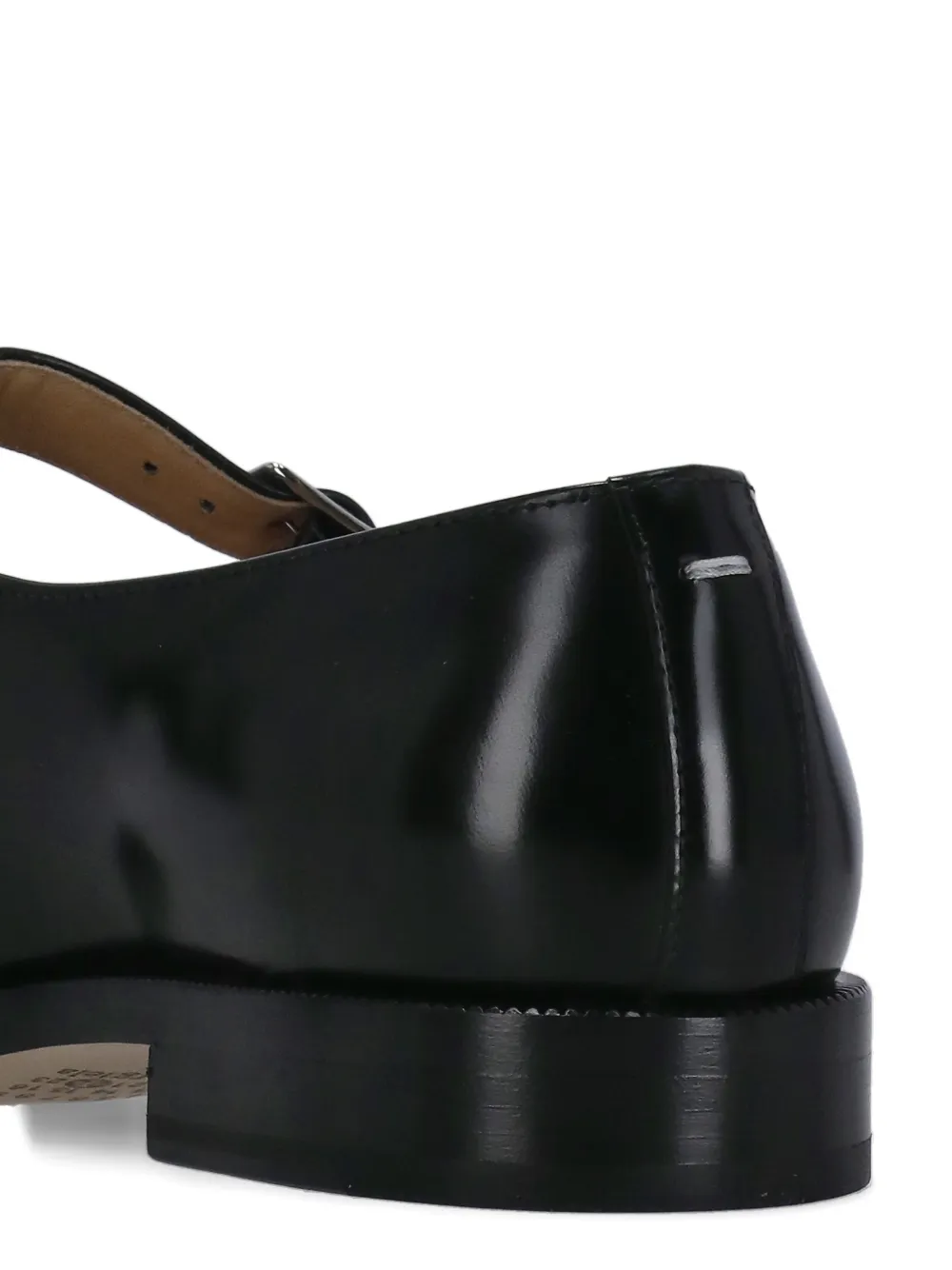 Maison Margiela Tabi Buckle Leather Flat Shoes In Black