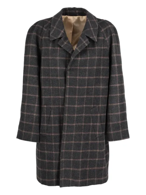 Vintage checked notched-collar wool coat
