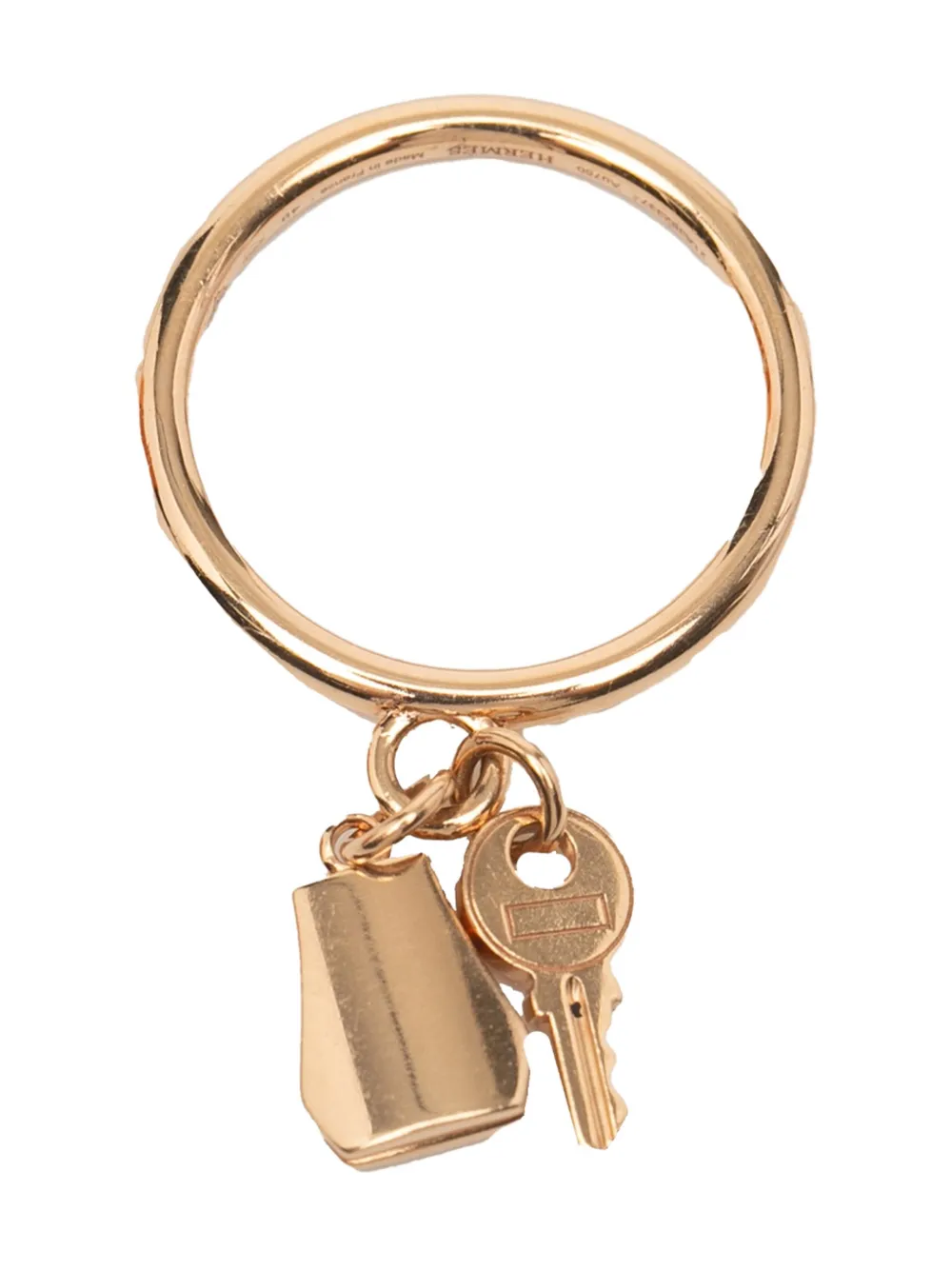 Click to view more detailed imagery on our partner's website Pre-owned Hermes 2015-2025 18k Rose Gold Kelly Clochette Ring In Pink