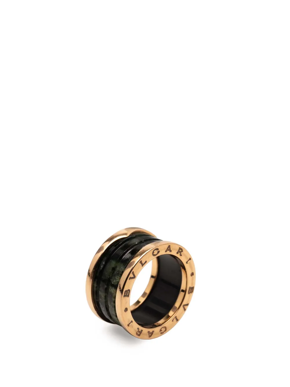 Pre-owned Bvlgari 2010-2025 18k Rose Gold And Bowenite B Zero1 Four Band Ring In Pink