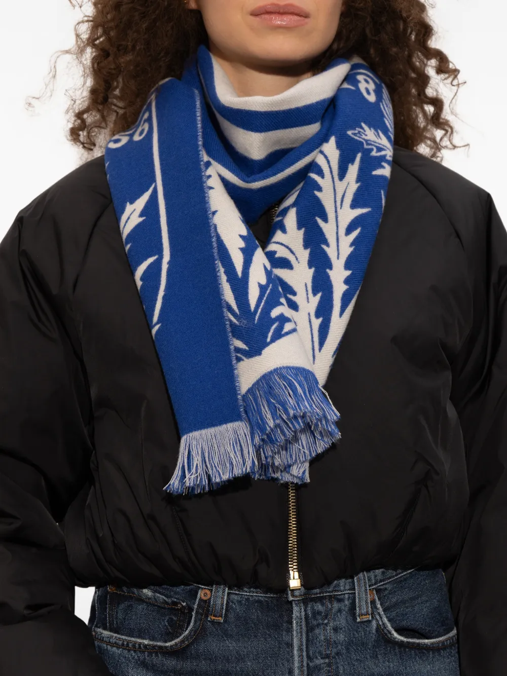 Burberry Thistle Shield wollen sjaal Blauw