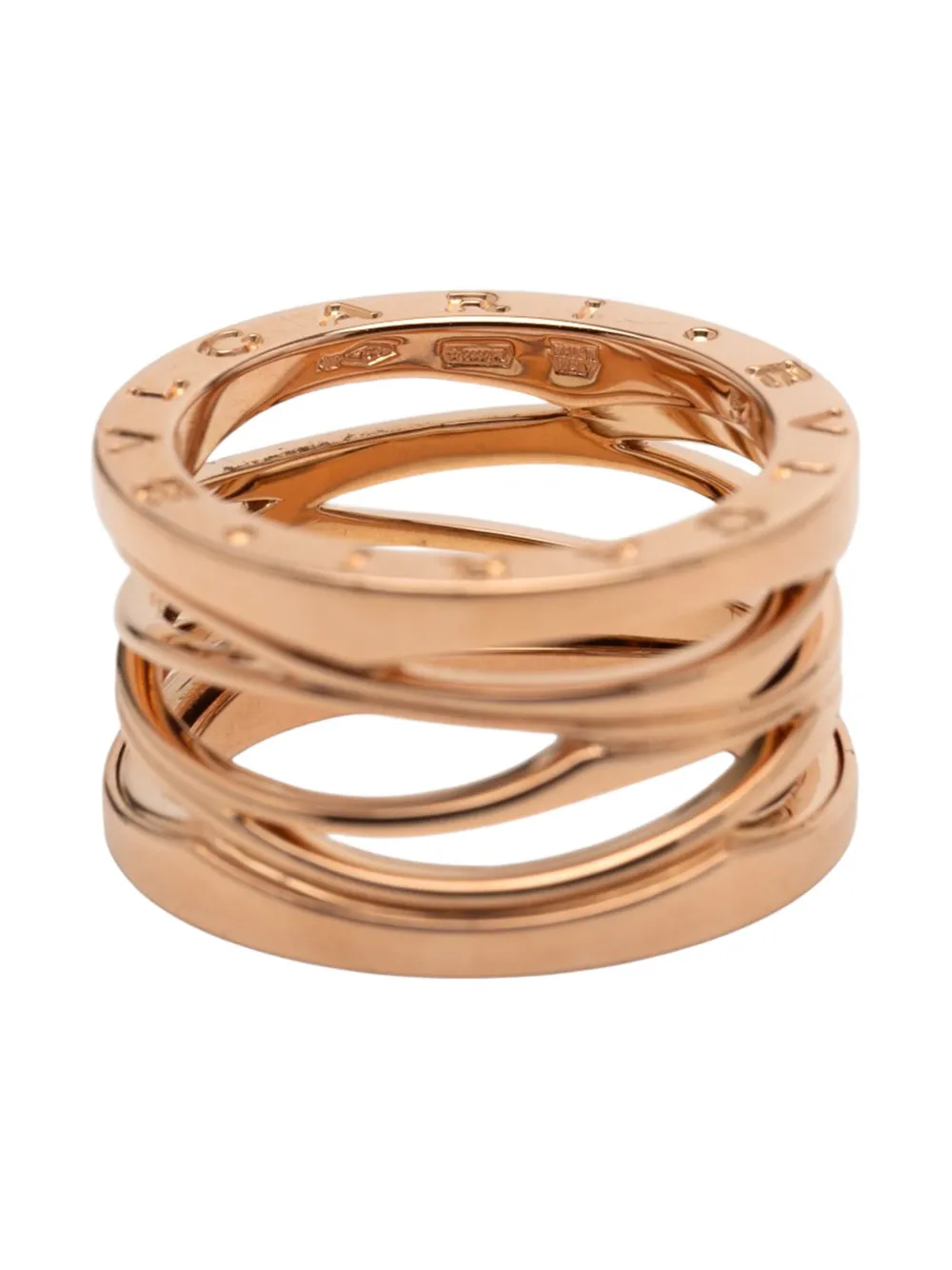 BVLGARI Pre-owned 2010-2025 18k Rose Gold B.zero1 Design Legend 3 Band Ring In Pink