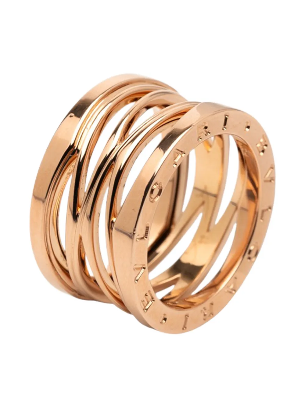 BVLGARI Pre-owned 2010-2025 18k Rose Gold B.zero1 Design Legend 3 Band Ring In Pink
