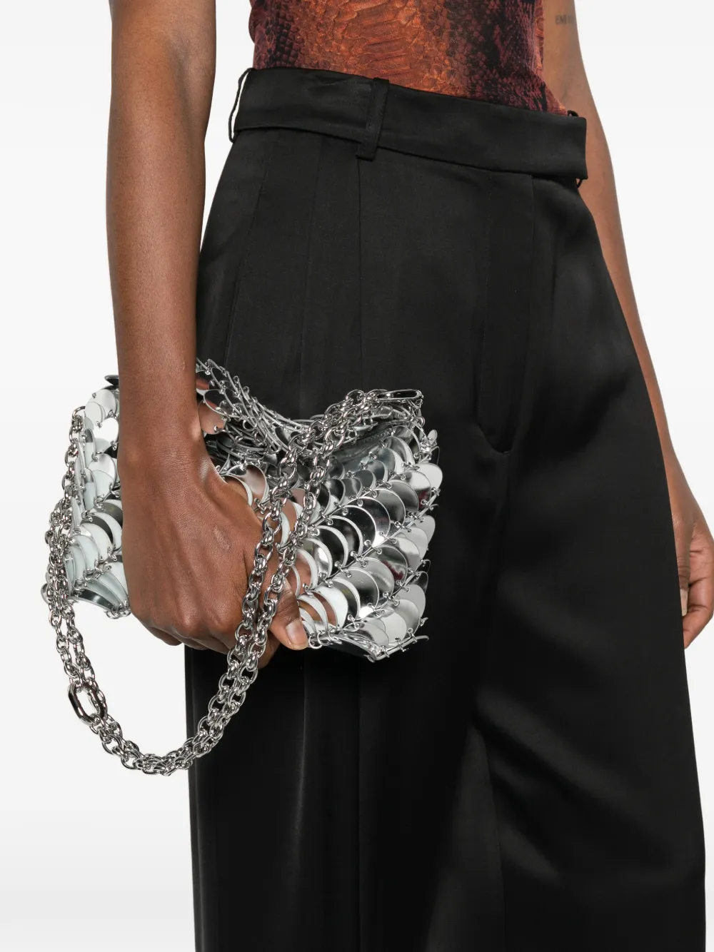 Rabanne disc-detail chain shoulder bag - Grijs