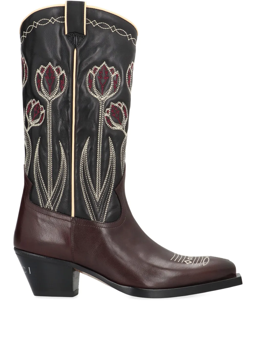 Gucci 45mm embroidered cowboy boots Zwart