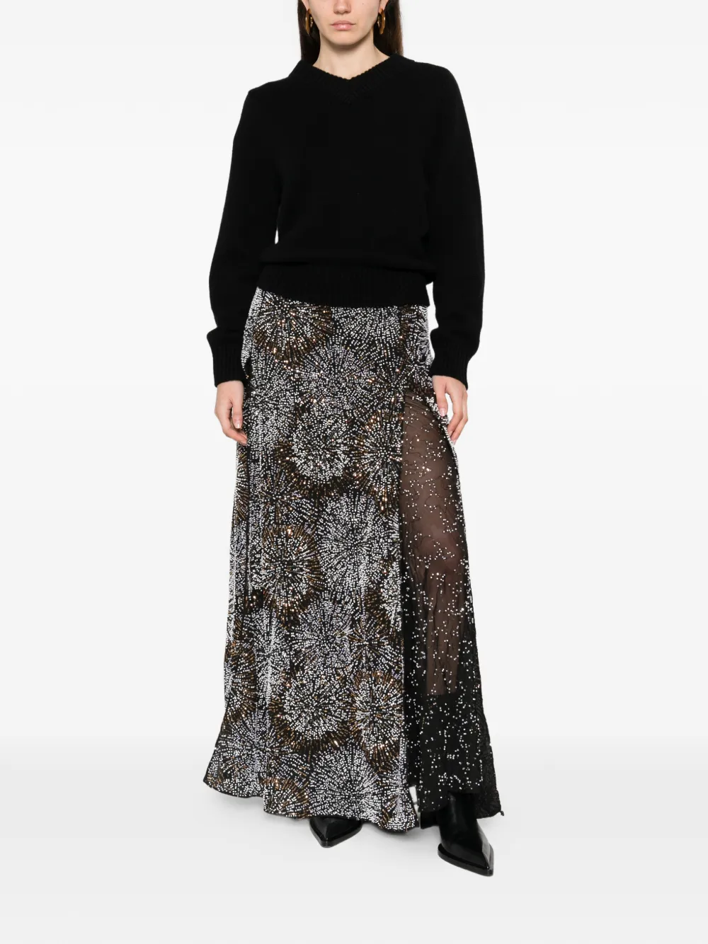 Rabanne sequin-embellished maxi skirt - Zwart