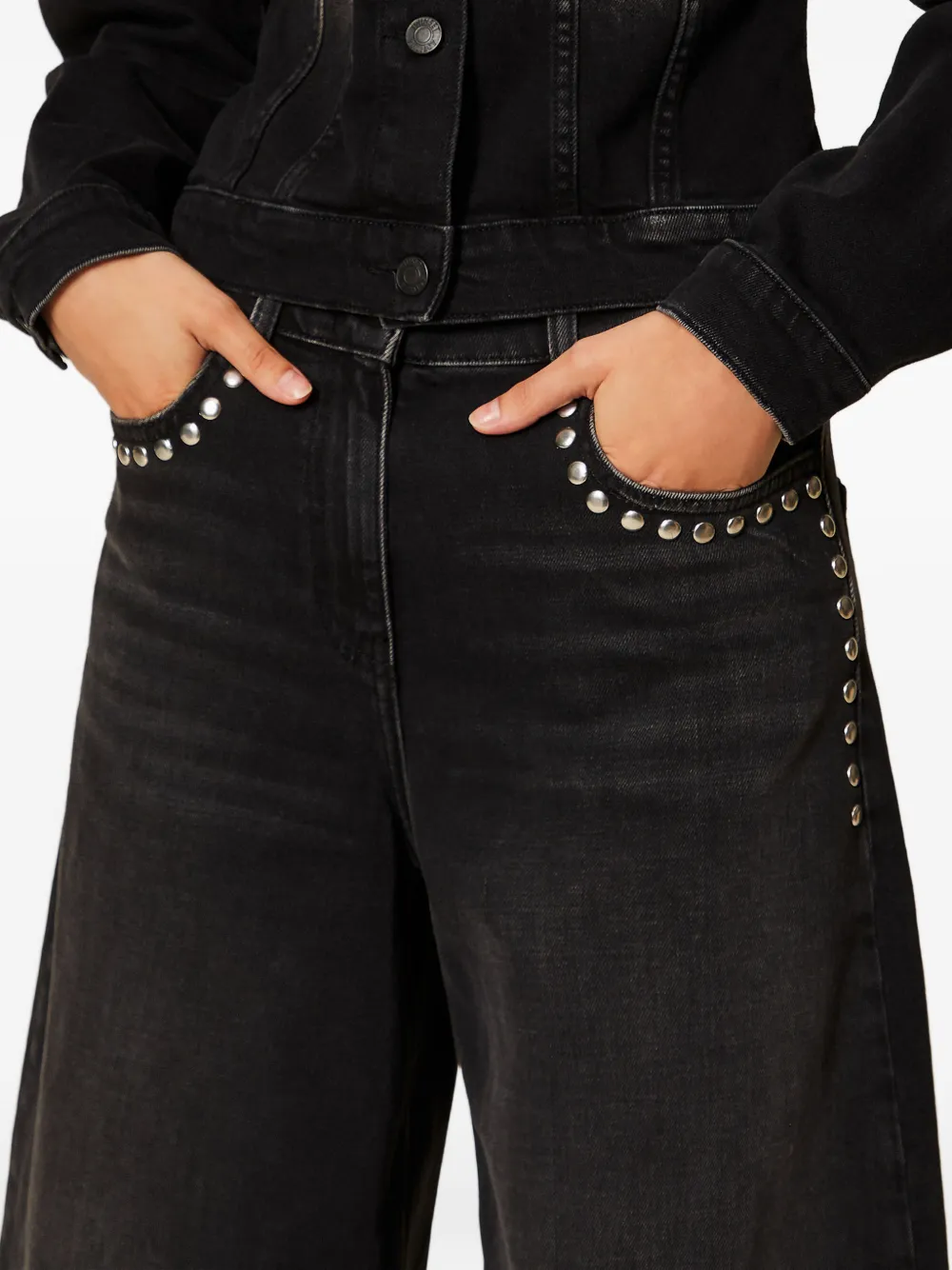 TWINSET Denim bermuda shorts met studs Zwart