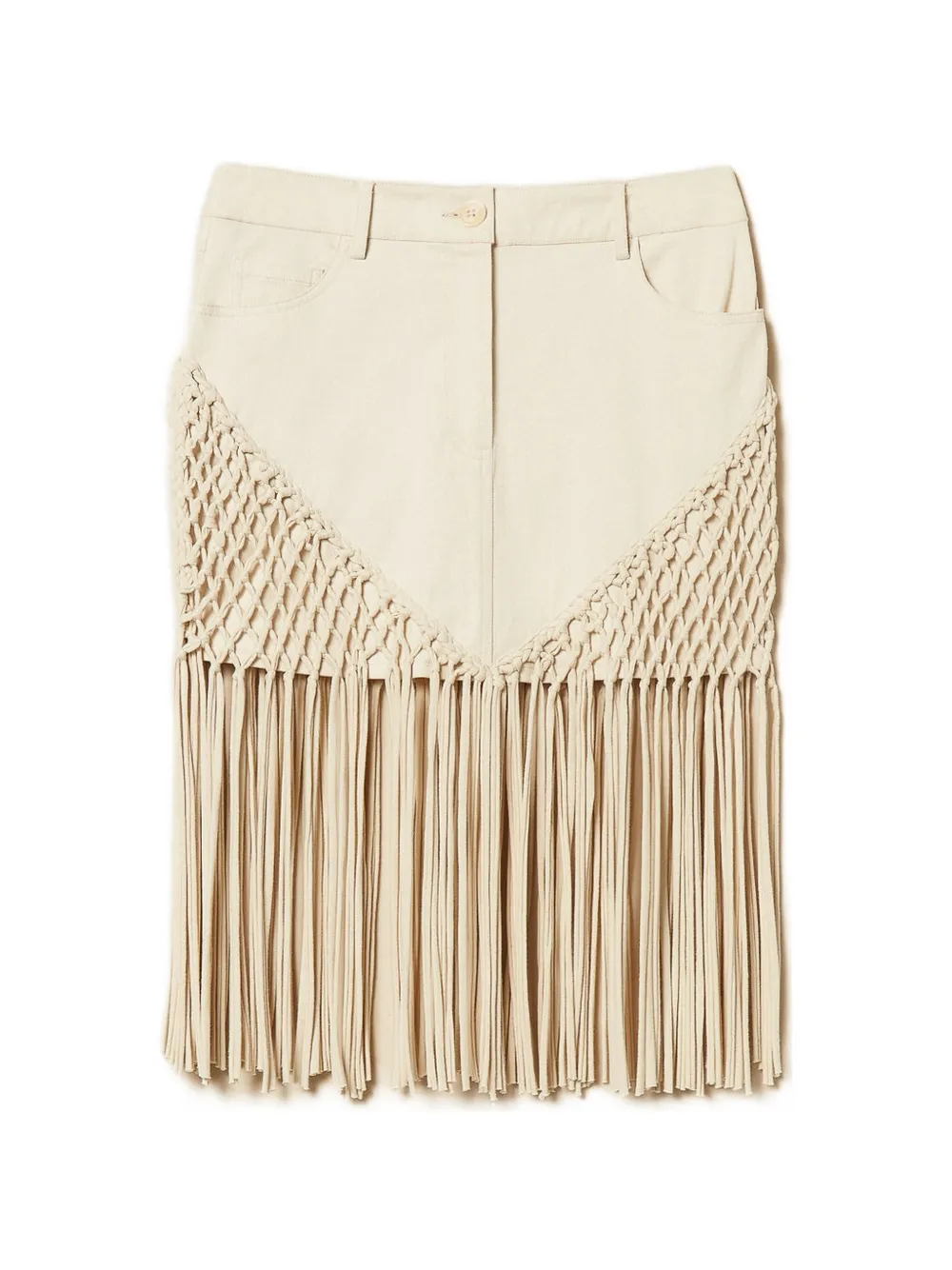 TWINSET fringed mini skirt - Toni neutri