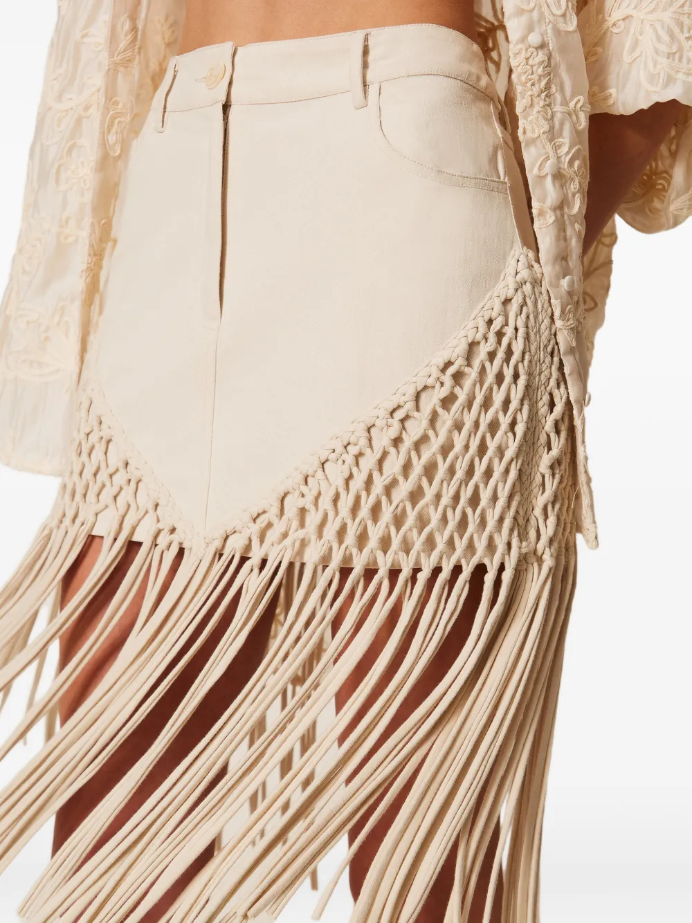 TWINSET Mini-rok met franje Beige