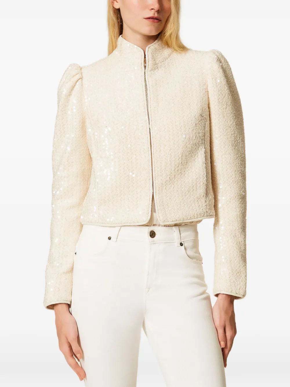  Twinset Bouclé Sequin Jacket - Neutrals 