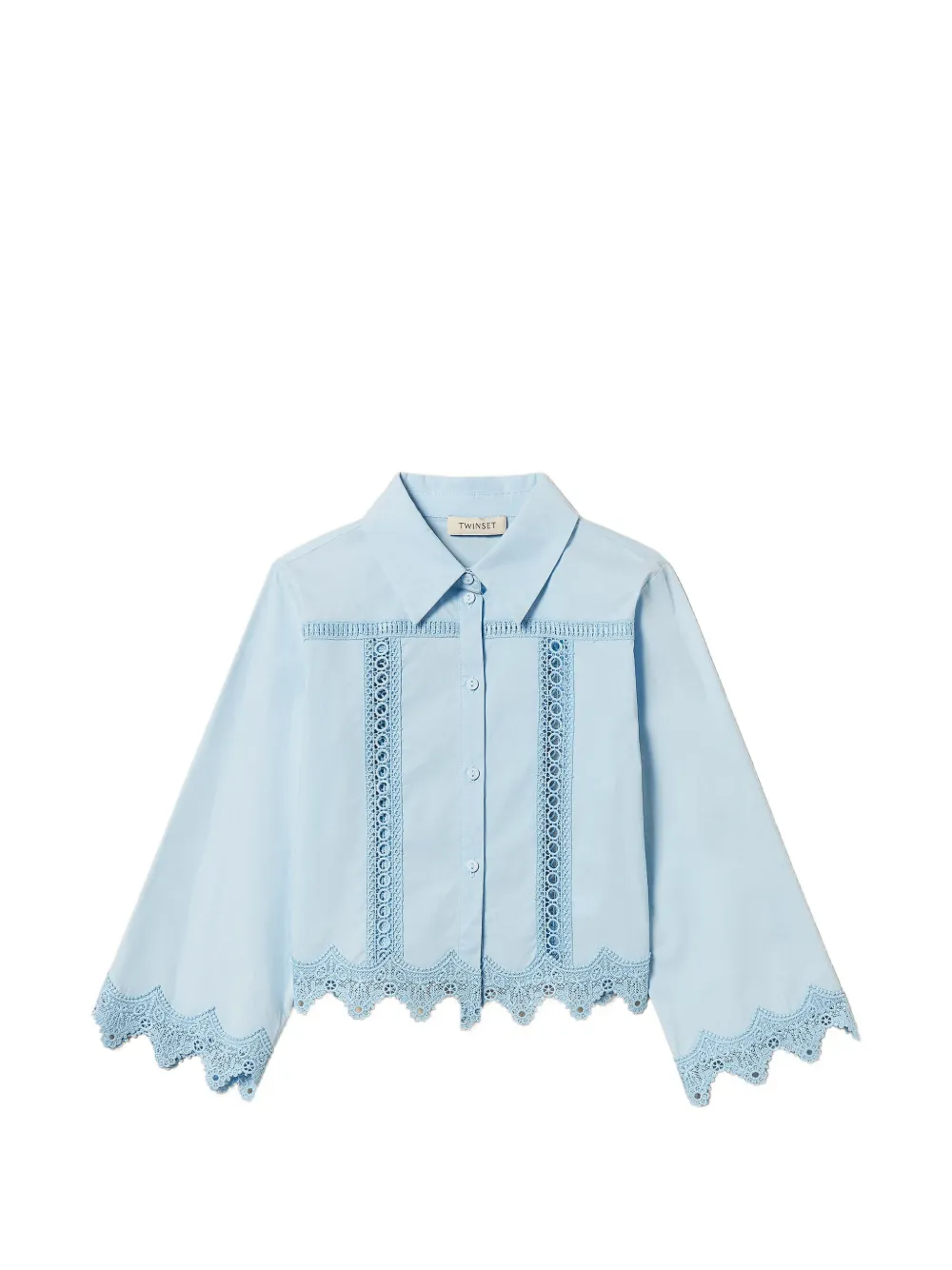 TWINSET Kids lace-trim shirt - Blu