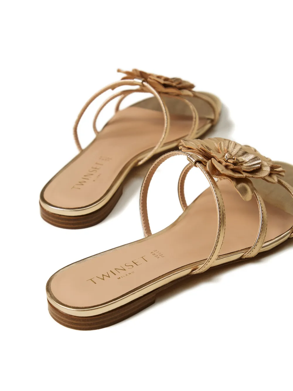 TWINSET Sandalen met bloemenapplicatie en bandjes Goud