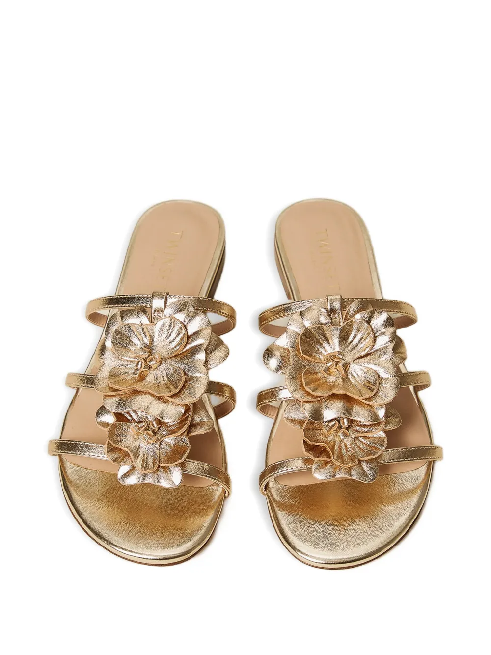 TWINSET Sandalen met bloemenapplicatie en bandjes Goud