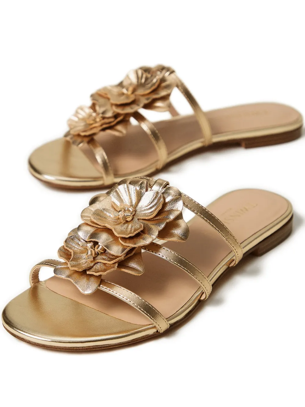 TWINSET Sandalen met bloemenapplicatie en bandjes Goud