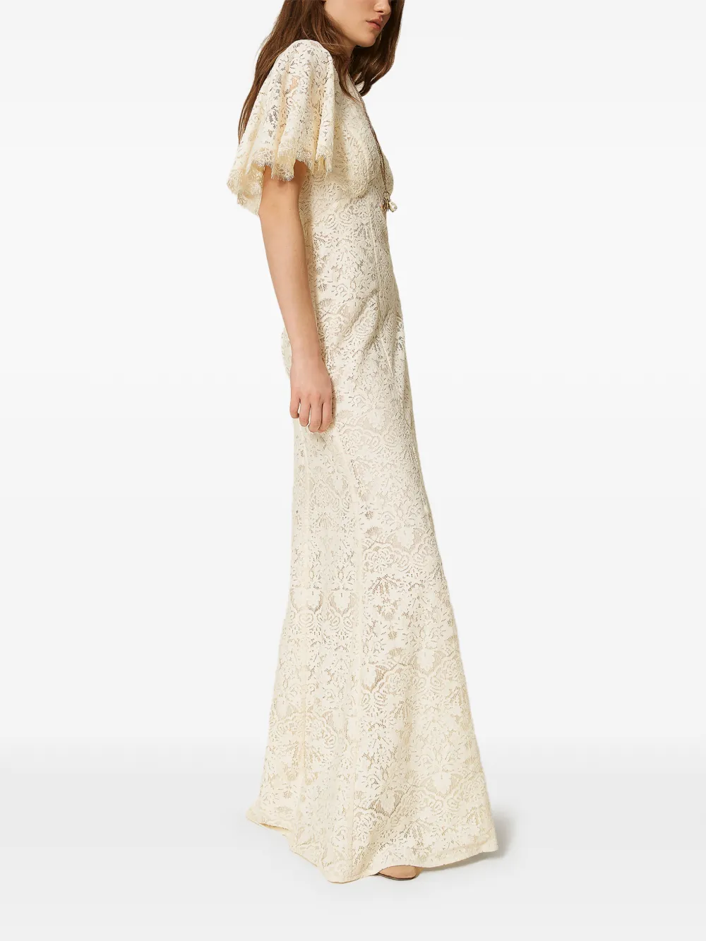 TWINSET Maxi-jurk met kant Beige