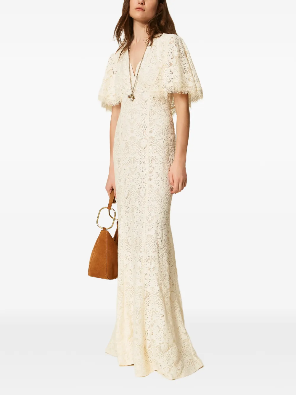 TWINSET Maxi-jurk met kant Beige