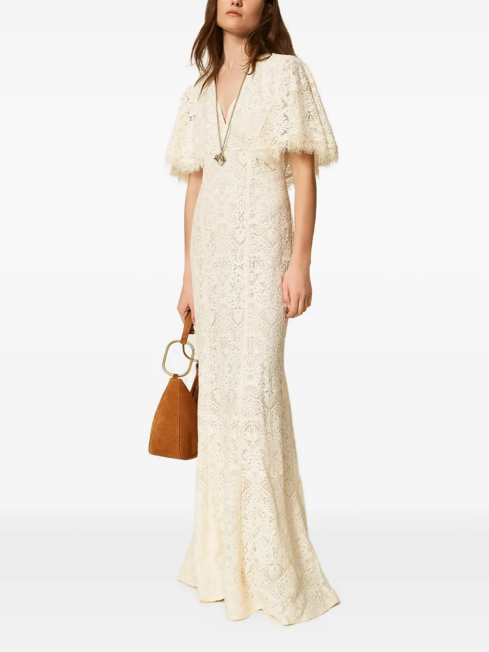 TWINSET maxi lace dress - Toni neutri