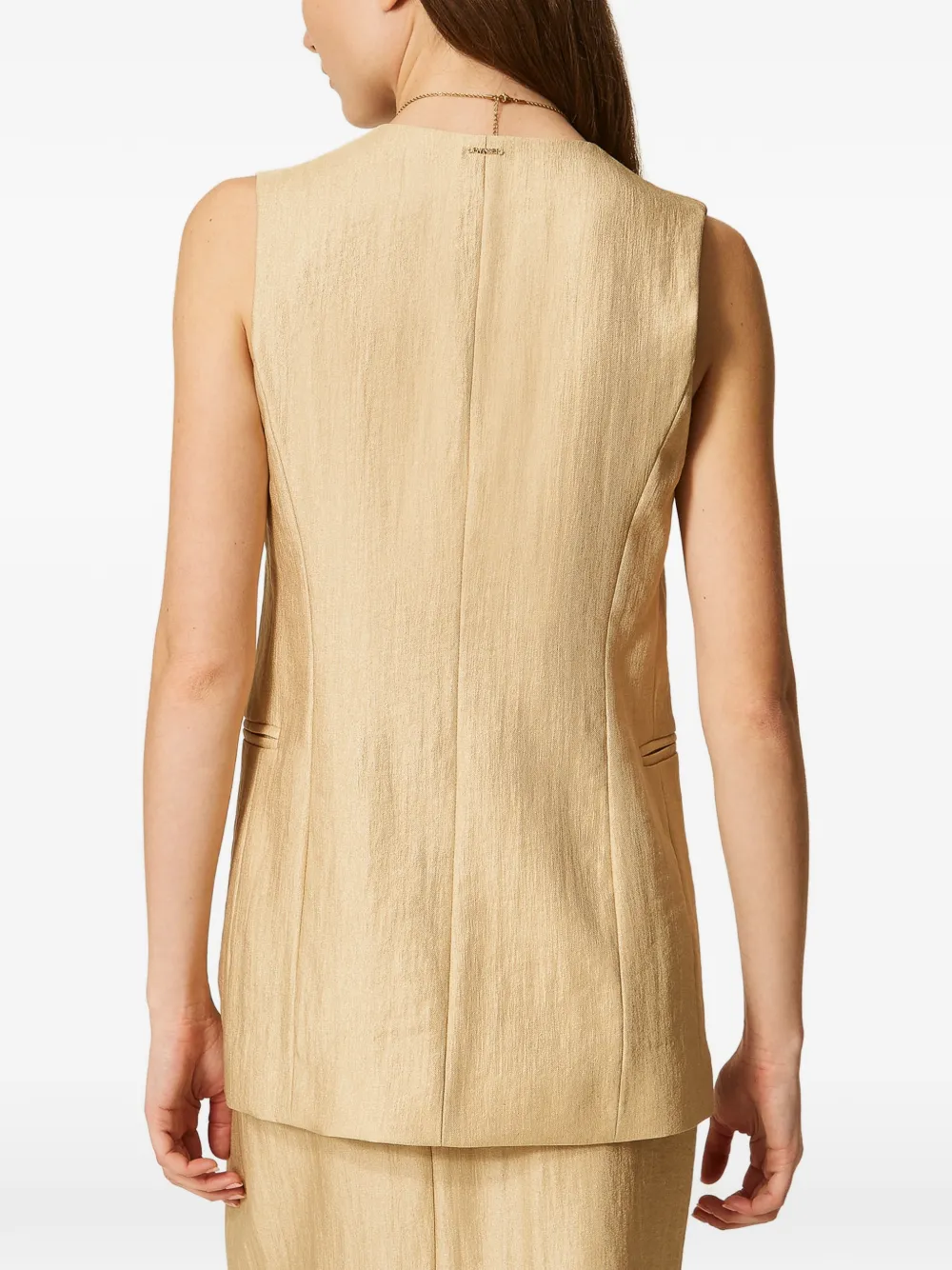 TWINSET Gelamineerd gilet met strikken Beige