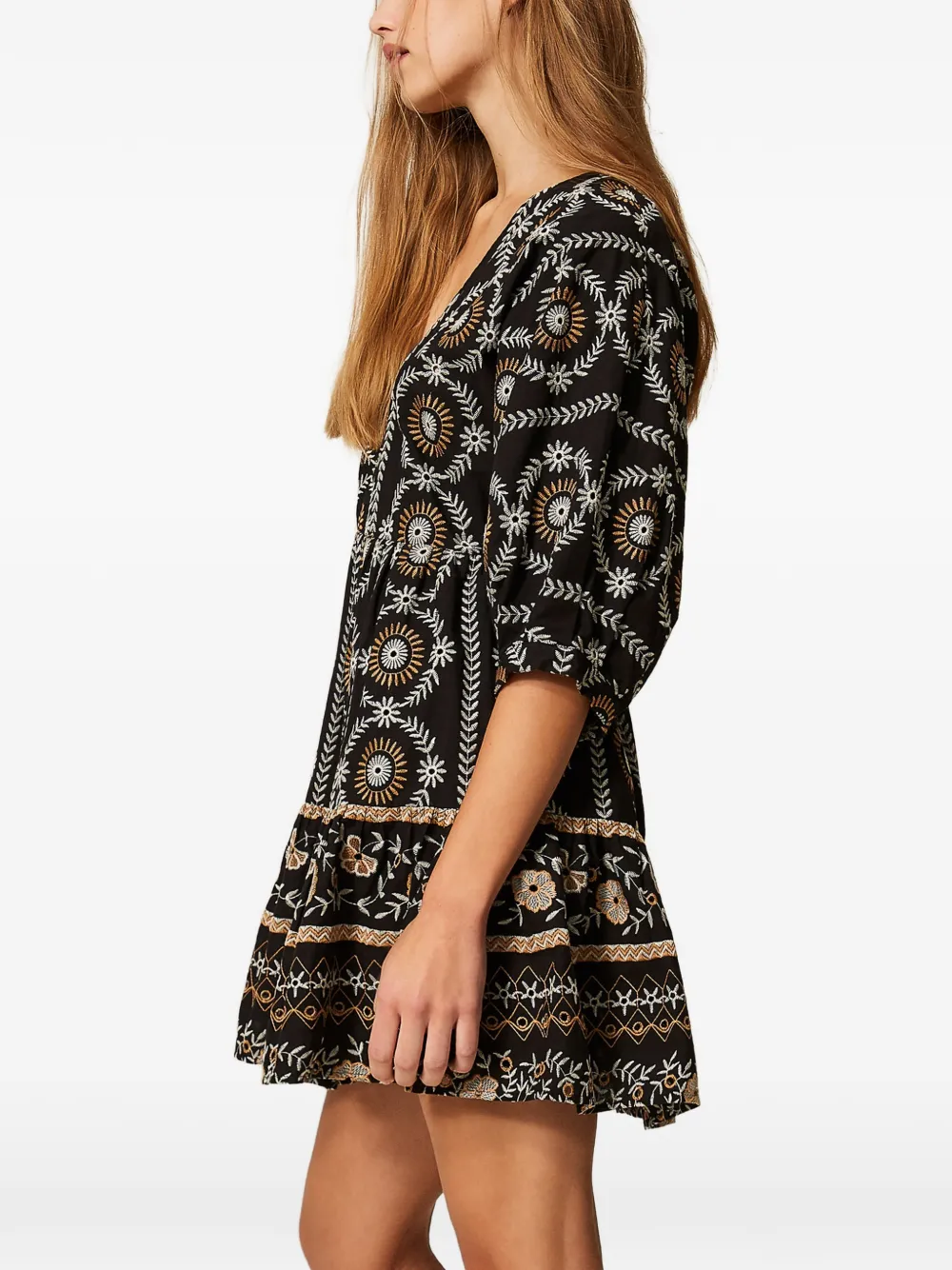 TWINSET Broderie anglaise mini-jurk Zwart