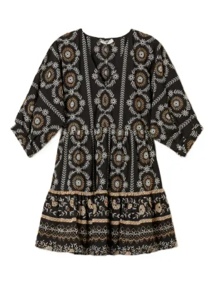 Alice + Olivia Valencia Floral Tiered Mini Dress | Black | FARFETCH