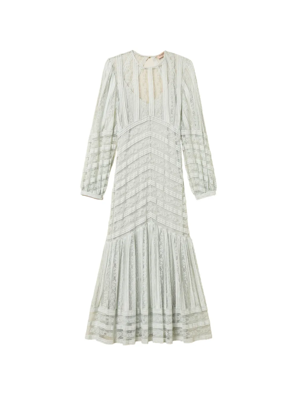 TWINSET striped laced midi dress - Toni neutri