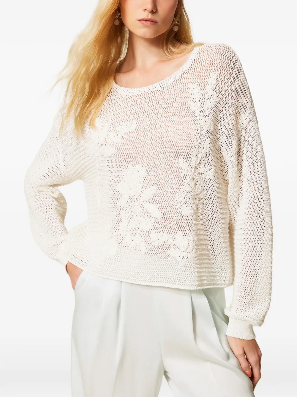  Twinset Embroidered Sweater - White 