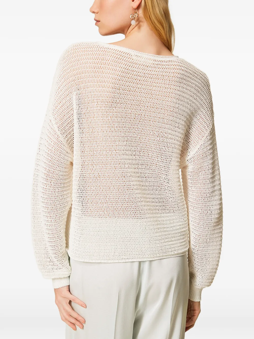 TWINSET Mesh trui met geborduurde details Wit