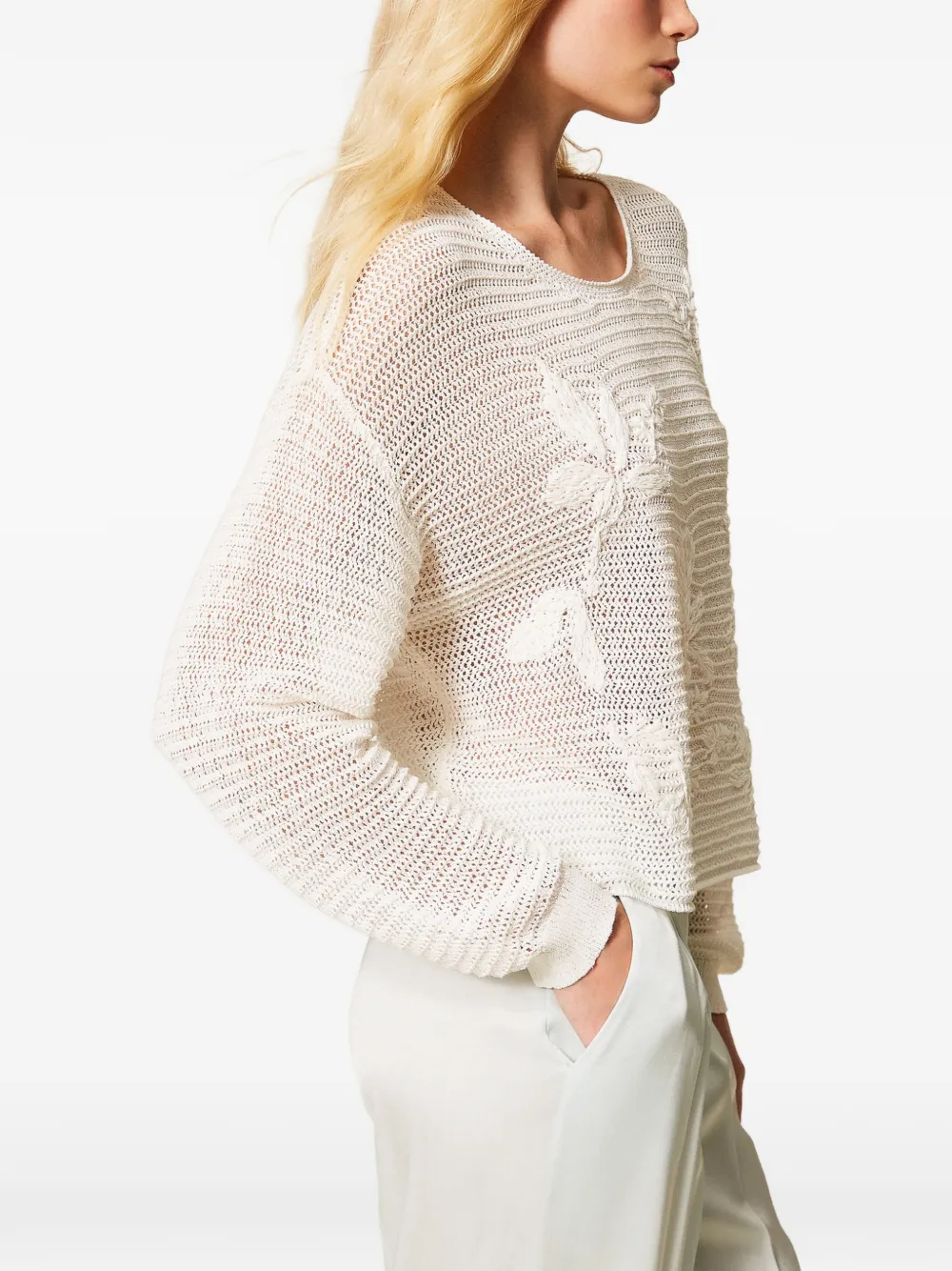  Twinset Embroidered Sweater - White 