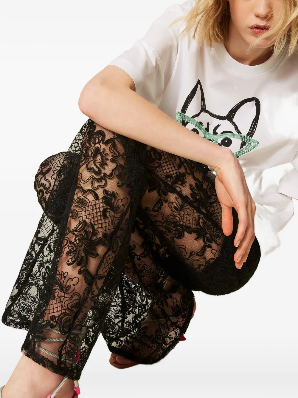 TWINSET x Myfo flared broek Zwart