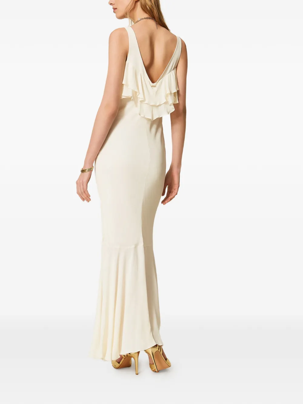 TWINSET Maxi-jurk met ruches Beige